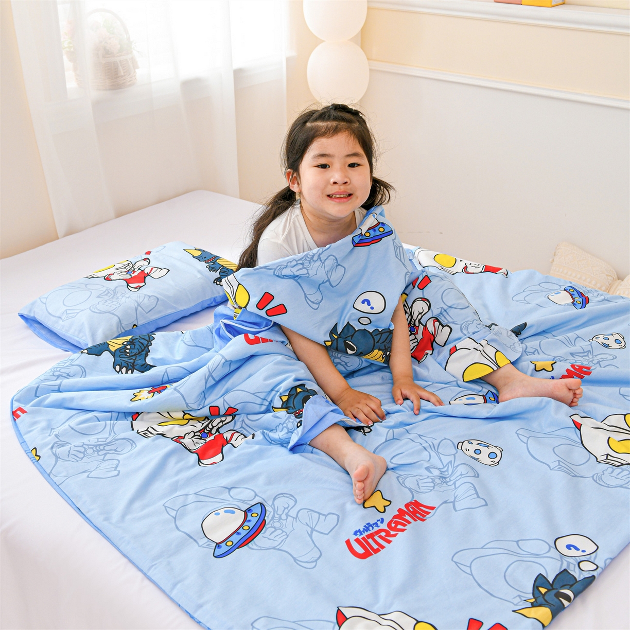 91家纺网 家纺一手货源 找家纺 （总）名兮家居 2026新款经典奥特曼三丽鸥A类全棉纯棉儿童睡袋护肚防踢被