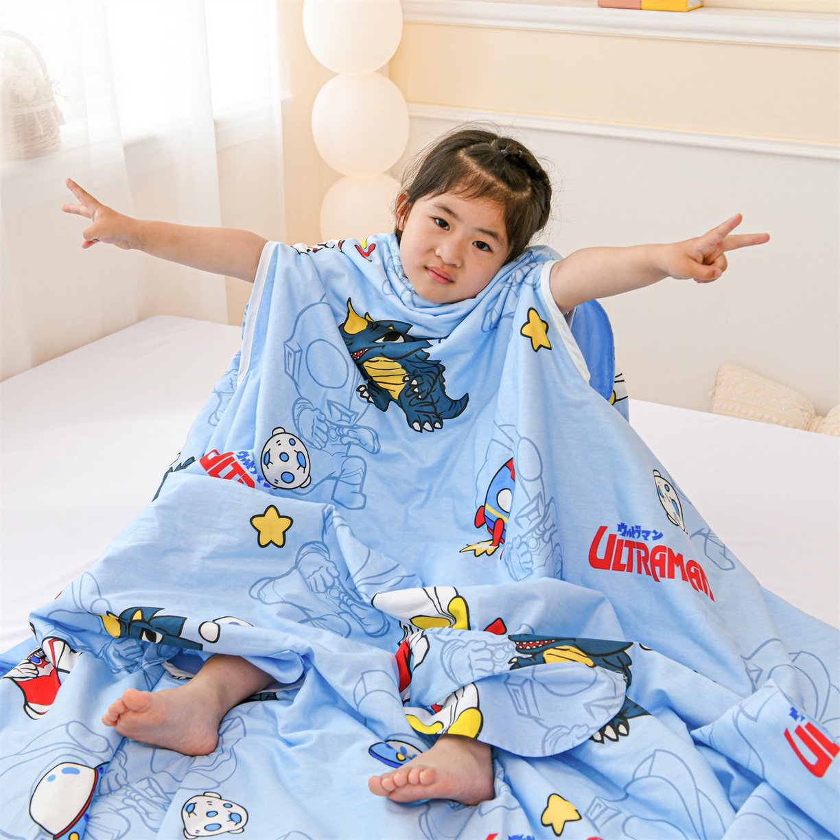 91家纺网 家纺一手货源 找家纺 （总）名兮家居 2026新款经典奥特曼三丽鸥A类全棉纯棉儿童睡袋护肚防踢被