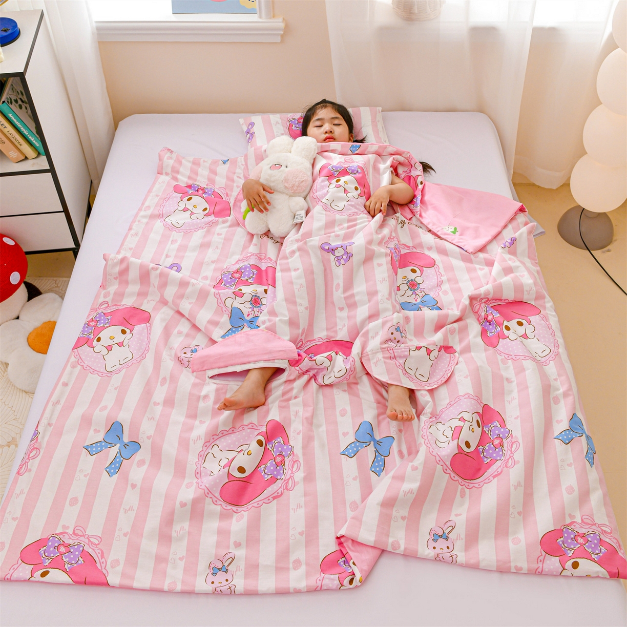 91家纺网 家纺一手货源 找家纺 （总）名兮家居 2026新款经典奥特曼三丽鸥A类全棉纯棉儿童睡袋护肚防踢被