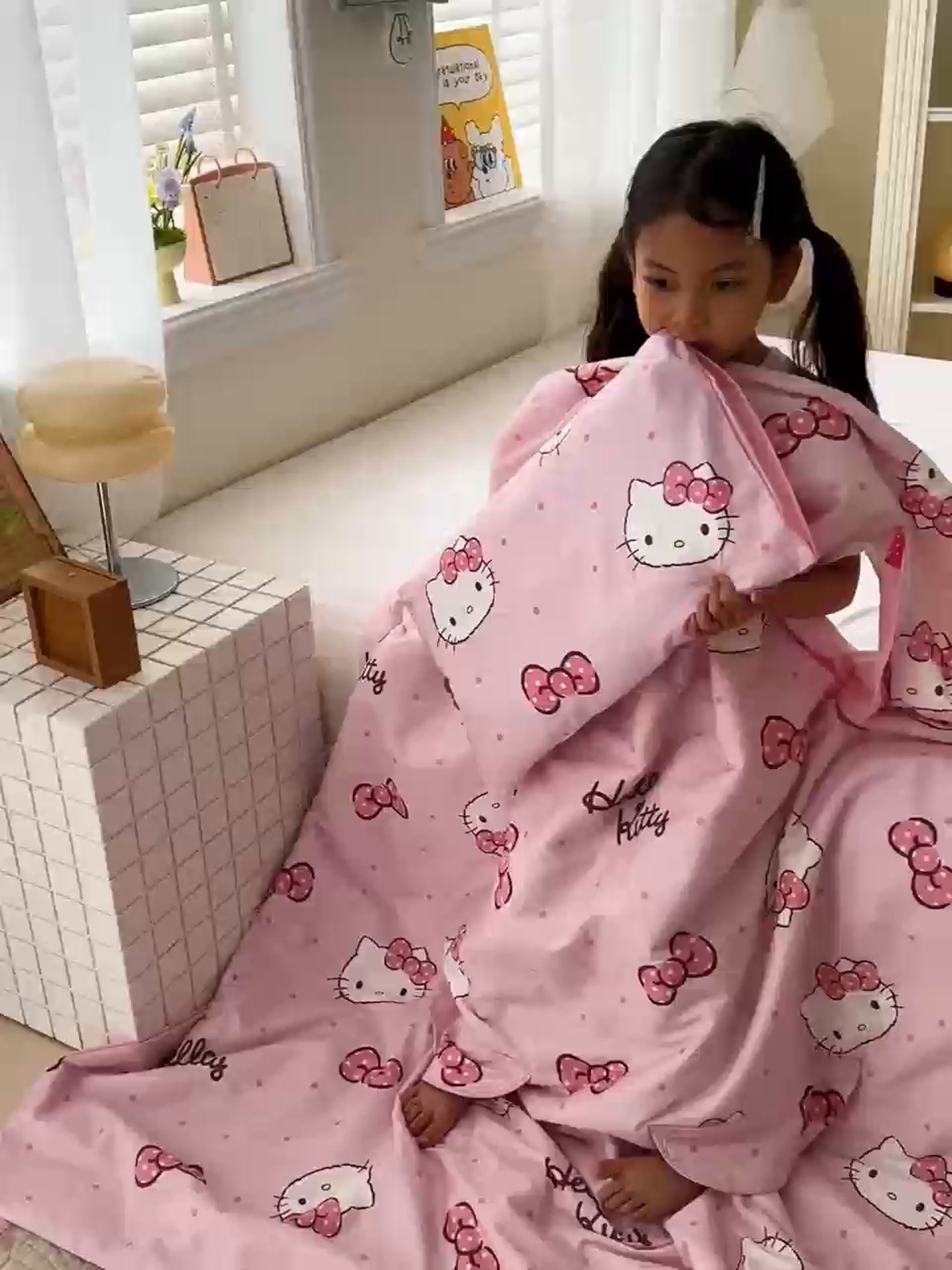 91家纺网 家纺一手货源 找家纺 名兮家居 2026新款经典奥特曼三丽鸥A类全棉纯棉儿童睡袋护肚防踢被 防踢被-呆萌kt