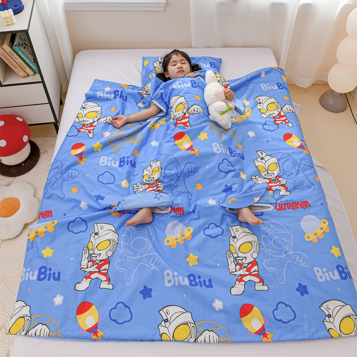 名兮家居 2026新款经典奥特曼三丽鸥A类全棉纯棉儿童睡袋护肚防踢被 防踢被-光线王子