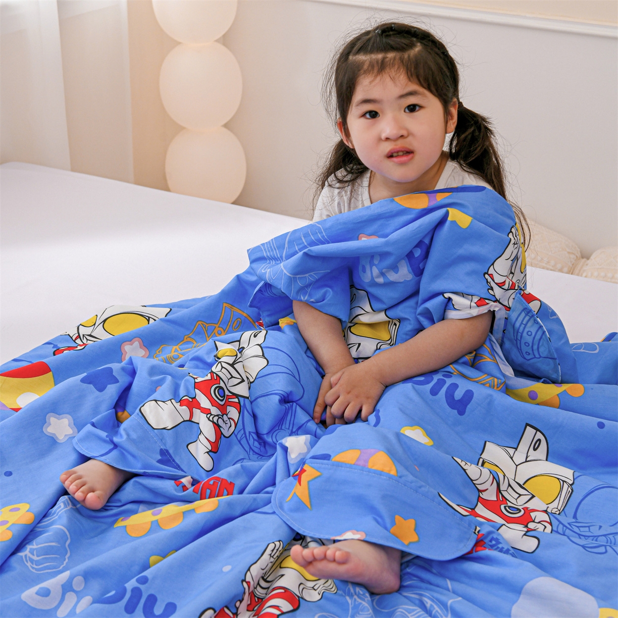 91家纺网 家纺一手货源 找家纺 名兮家居 2026新款经典奥特曼三丽鸥A类全棉纯棉儿童睡袋护肚防踢被 防踢被-光线王子