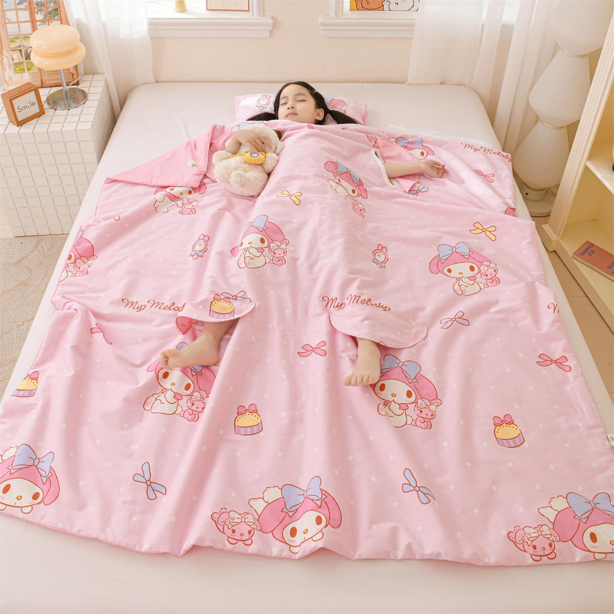 名兮家居 2026新款经典奥特曼三丽鸥A类全棉纯棉儿童睡袋护肚防踢被 防踢被-魔法美乐蒂