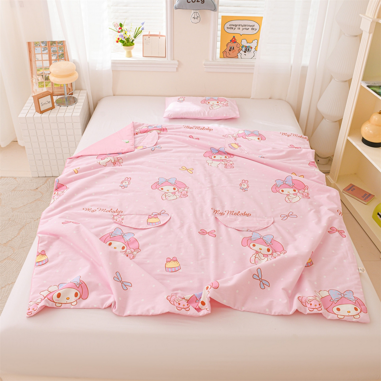 91家纺网 家纺一手货源 找家纺 名兮家居 2026新款经典奥特曼三丽鸥A类全棉纯棉儿童睡袋护肚防踢被 防踢被-魔法美乐蒂