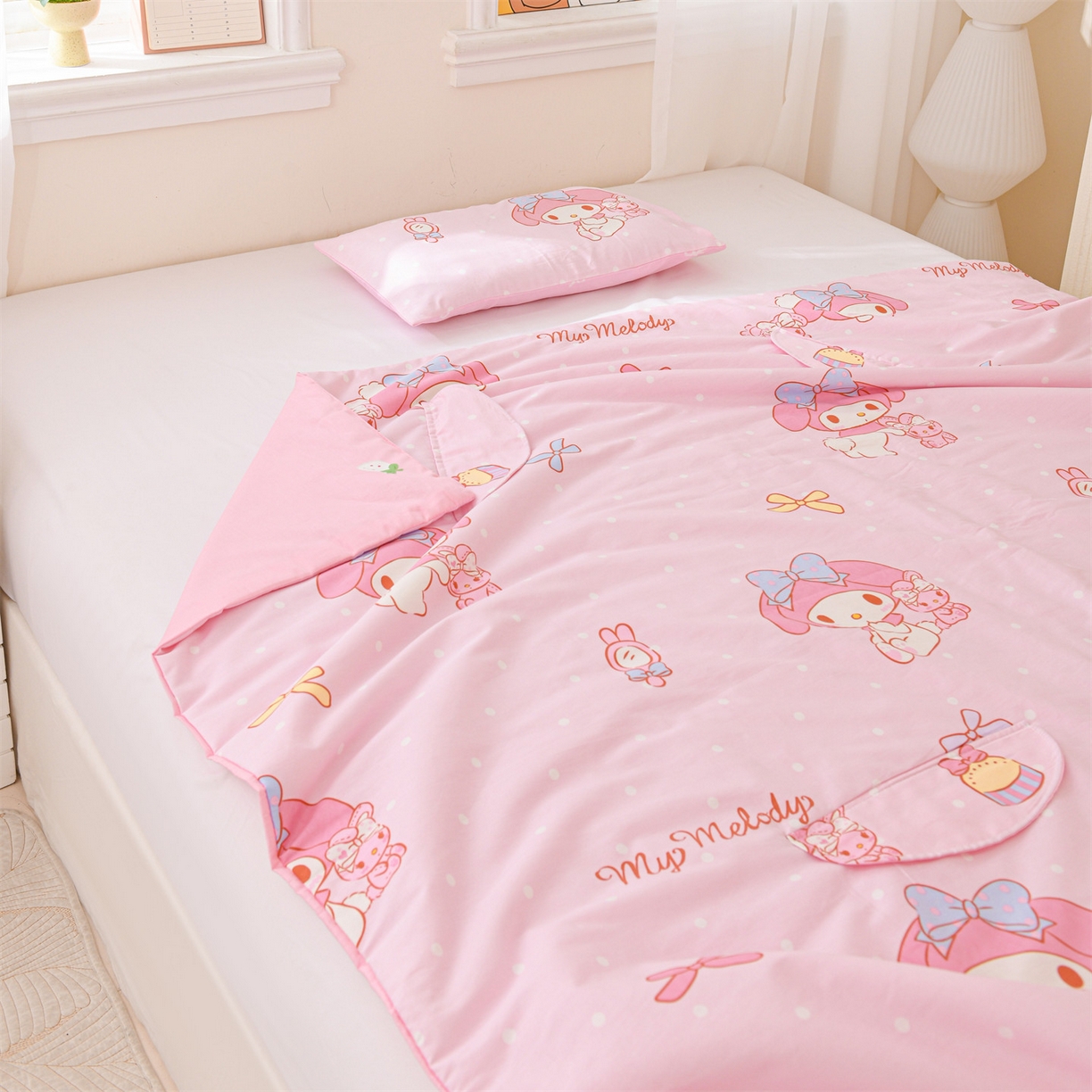 91家纺网 家纺一手货源 找家纺 名兮家居 2026新款经典奥特曼三丽鸥A类全棉纯棉儿童睡袋护肚防踢被 防踢被-魔法美乐蒂