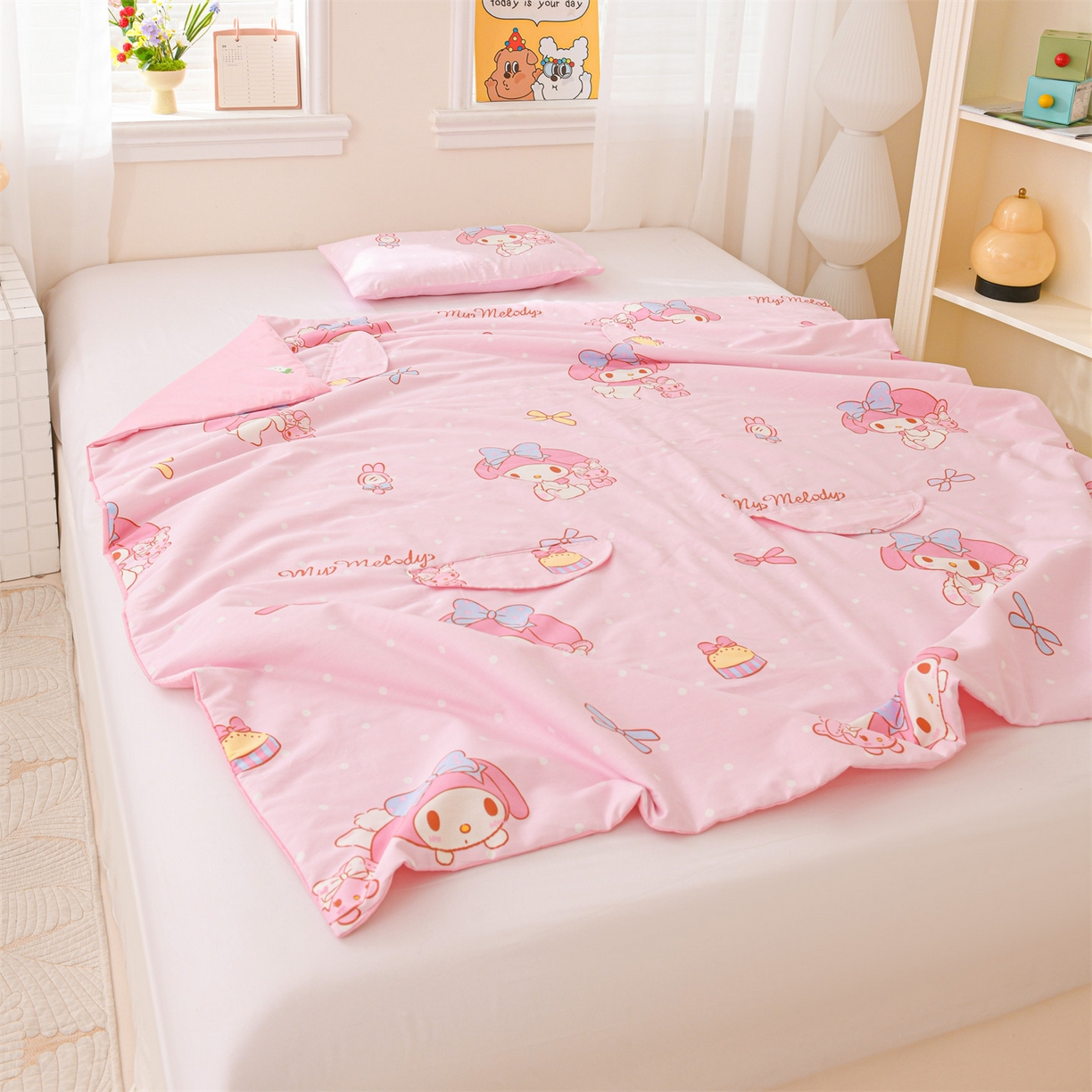 91家纺网 家纺一手货源 找家纺 名兮家居 2026新款经典奥特曼三丽鸥A类全棉纯棉儿童睡袋护肚防踢被 防踢被-魔法美乐蒂