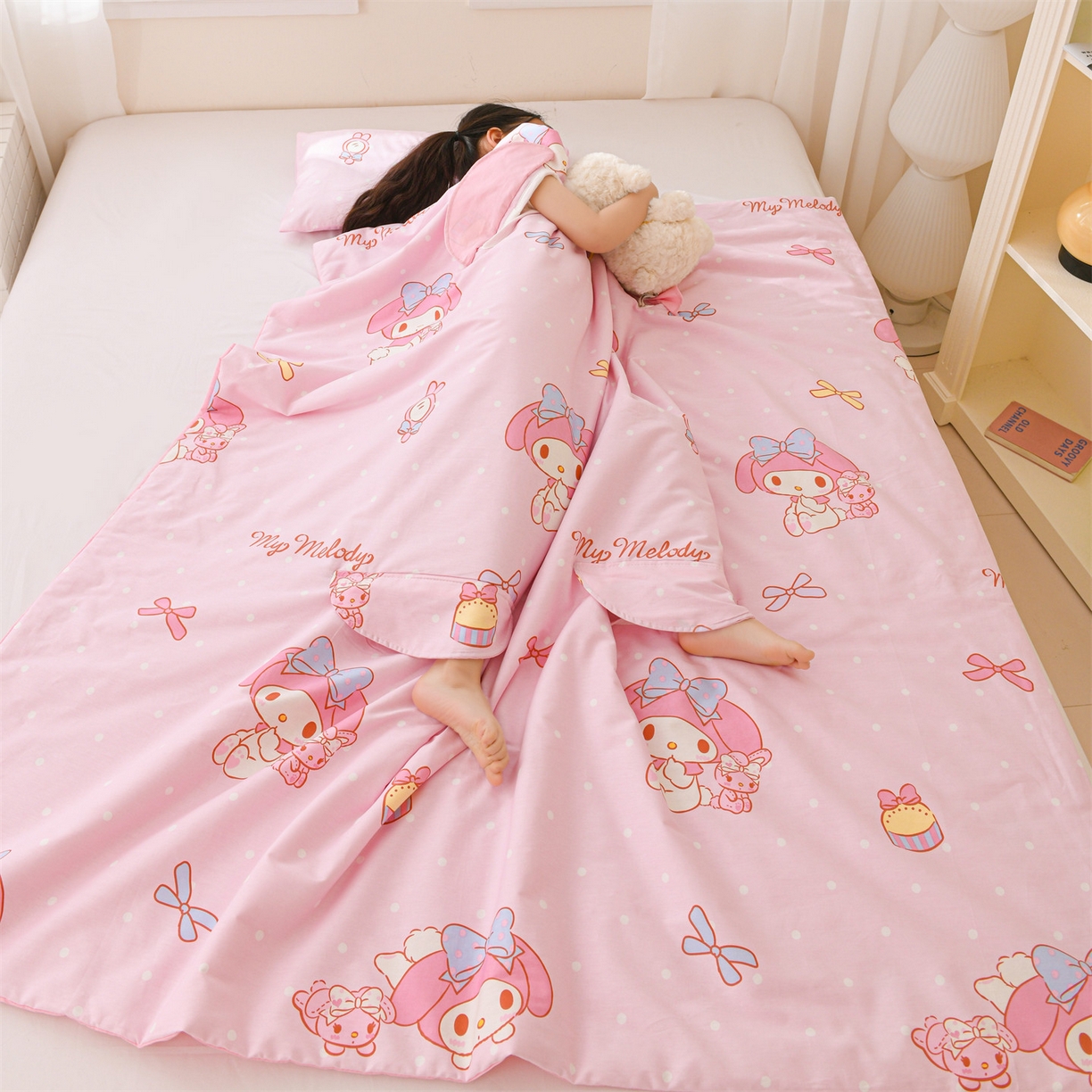 91家纺网 家纺一手货源 找家纺 名兮家居 2026新款经典奥特曼三丽鸥A类全棉纯棉儿童睡袋护肚防踢被 防踢被-魔法美乐蒂
