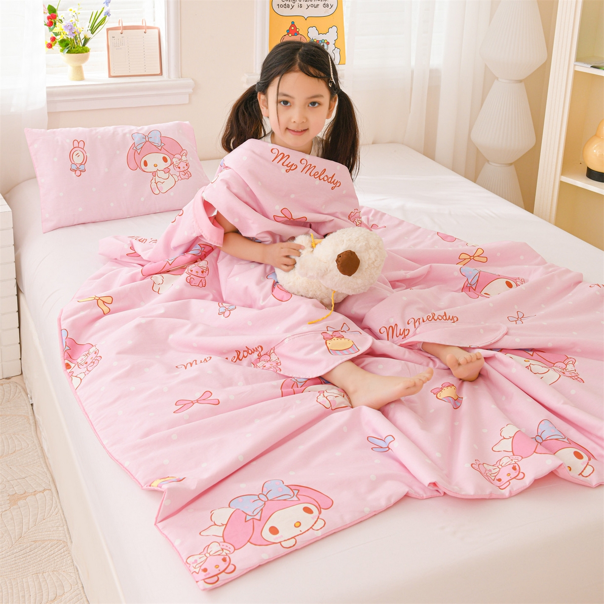 91家纺网 家纺一手货源 找家纺 名兮家居 2026新款经典奥特曼三丽鸥A类全棉纯棉儿童睡袋护肚防踢被 防踢被-魔法美乐蒂