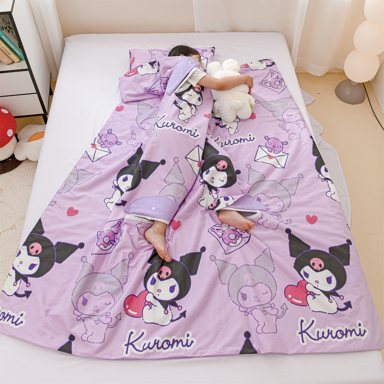 91家纺网 家纺一手货源 找家纺 名兮家居 2026新款经典奥特曼三丽鸥A类全棉纯棉儿童睡袋护肚防踢被 防踢被-情书库洛米