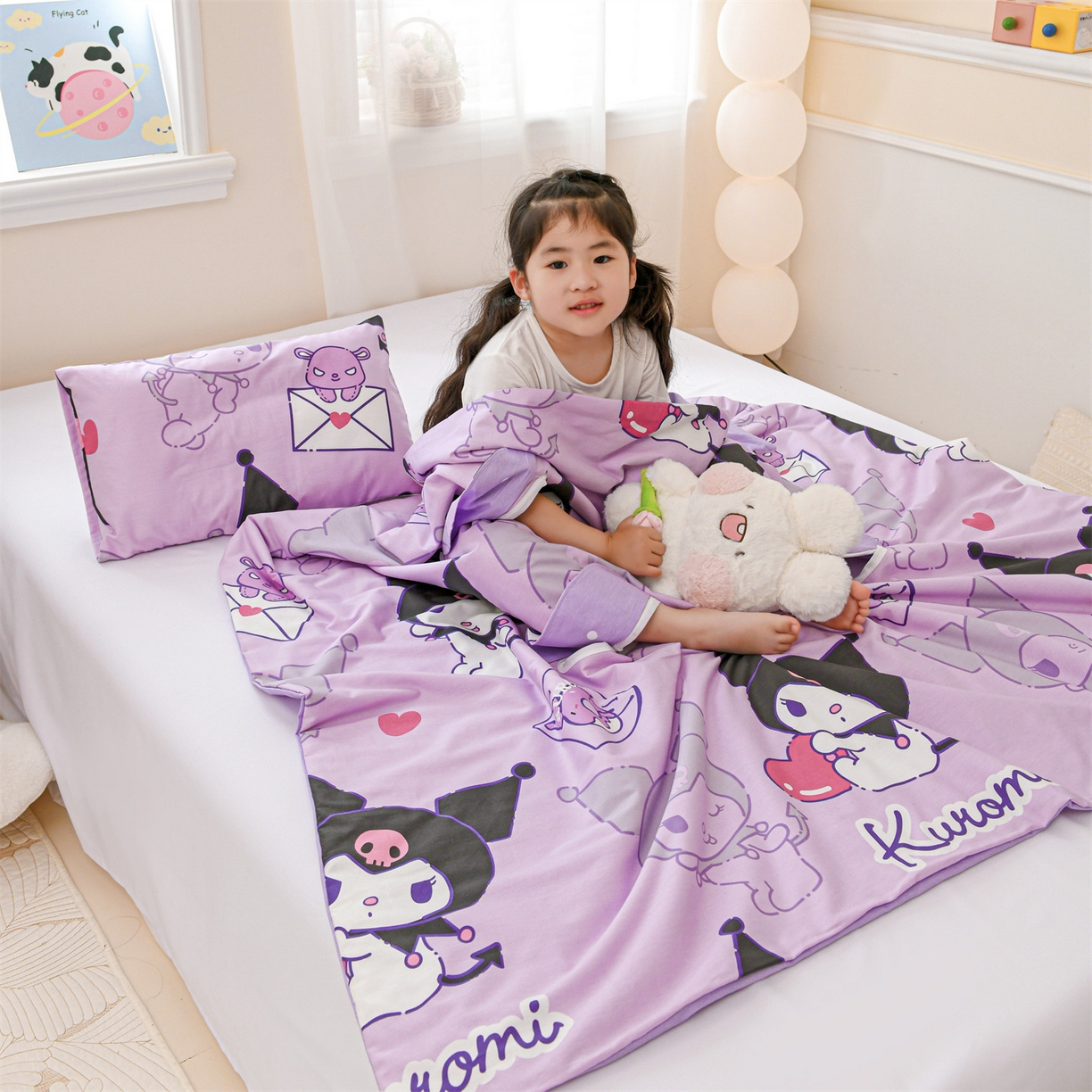 91家纺网 家纺一手货源 找家纺 名兮家居 2026新款经典奥特曼三丽鸥A类全棉纯棉儿童睡袋护肚防踢被 防踢被-情书库洛米