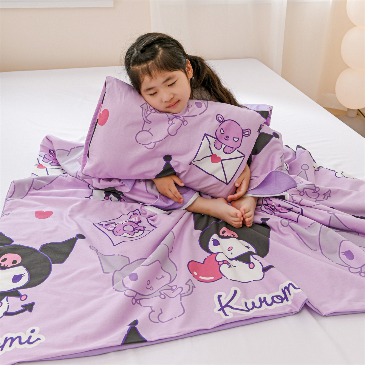 91家纺网 家纺一手货源 找家纺 名兮家居 2026新款经典奥特曼三丽鸥A类全棉纯棉儿童睡袋护肚防踢被 防踢被-情书库洛米