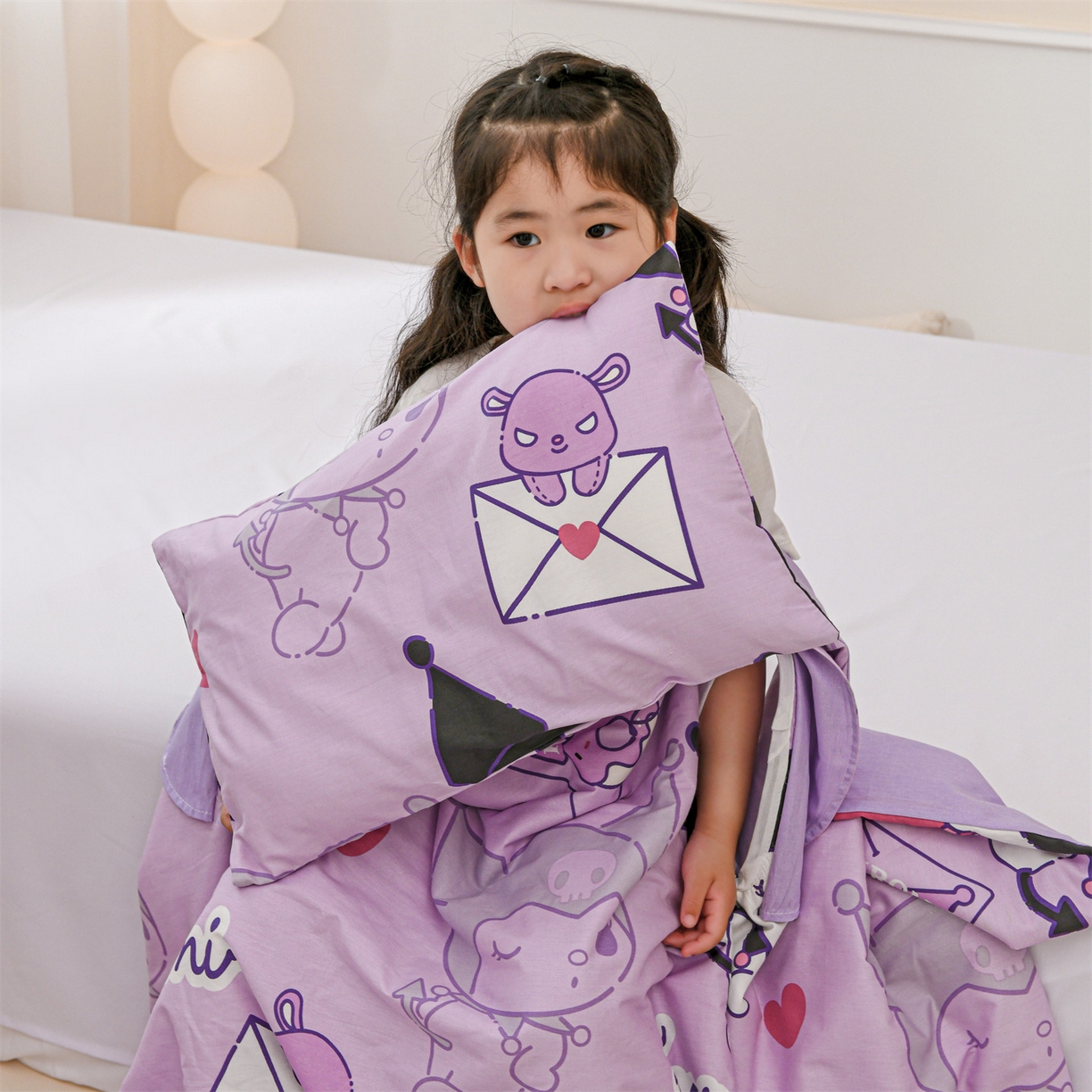 91家纺网 家纺一手货源 找家纺 名兮家居 2026新款经典奥特曼三丽鸥A类全棉纯棉儿童睡袋护肚防踢被 防踢被-情书库洛米