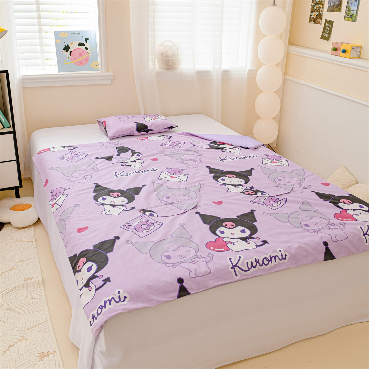 91家纺网 家纺一手货源 找家纺 名兮家居 2026新款经典奥特曼三丽鸥A类全棉纯棉儿童睡袋护肚防踢被 防踢被-情书库洛米