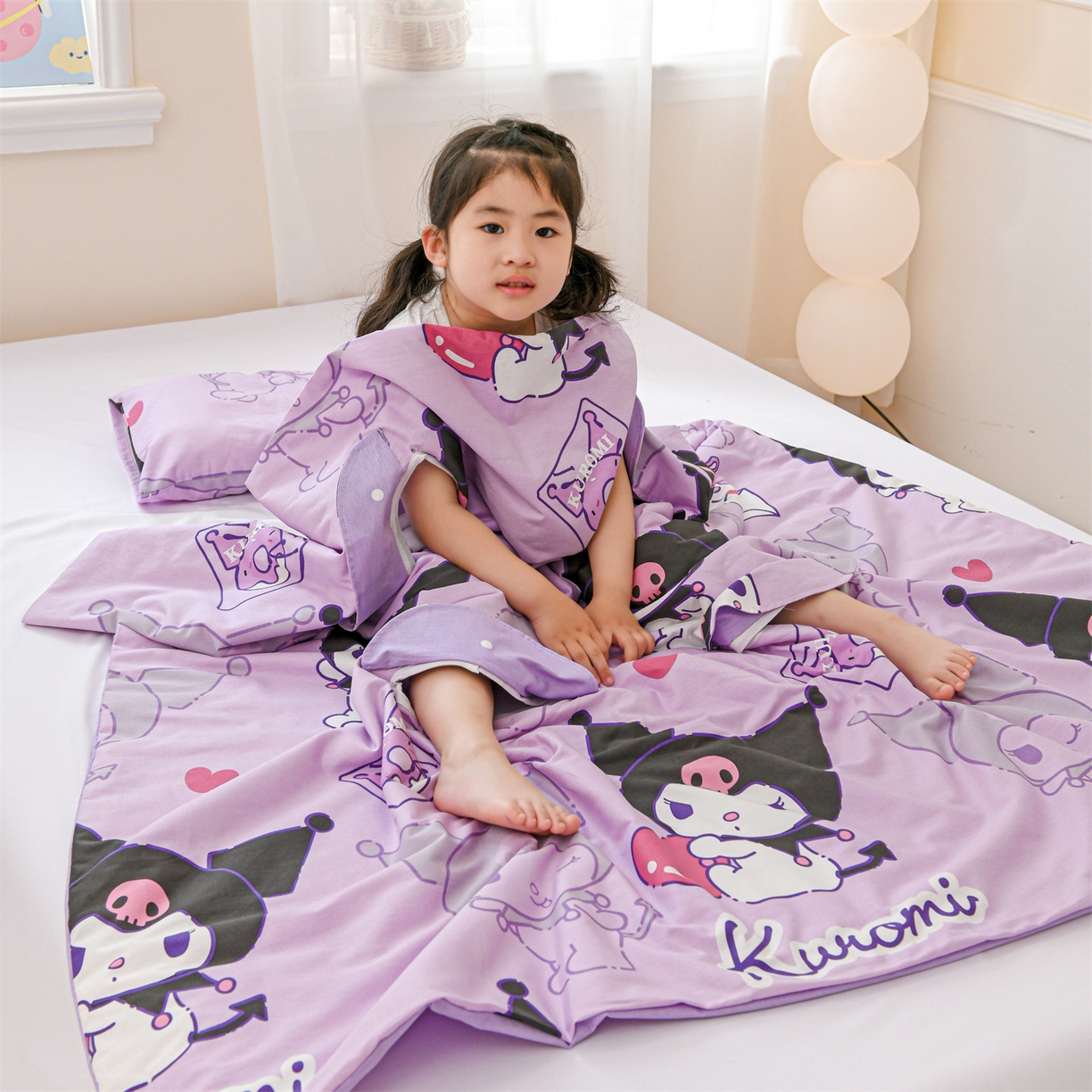 91家纺网 家纺一手货源 找家纺 名兮家居 2026新款经典奥特曼三丽鸥A类全棉纯棉儿童睡袋护肚防踢被 防踢被-情书库洛米