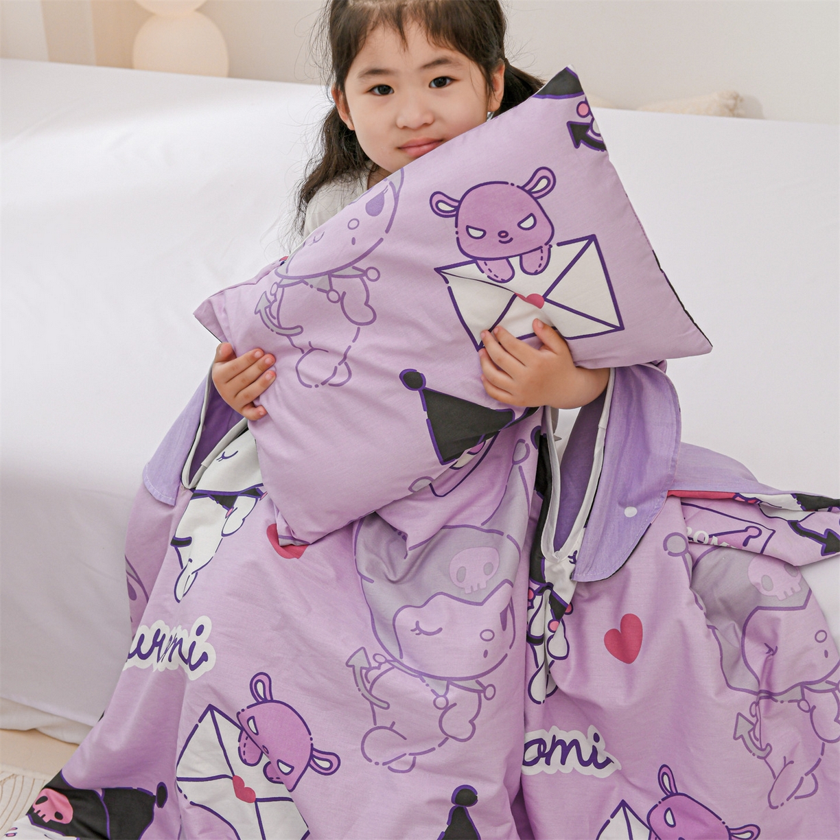 91家纺网 家纺一手货源 找家纺 名兮家居 2026新款经典奥特曼三丽鸥A类全棉纯棉儿童睡袋护肚防踢被 防踢被-情书库洛米