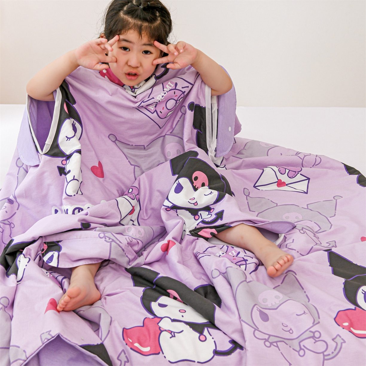 91家纺网 家纺一手货源 找家纺 名兮家居 2026新款经典奥特曼三丽鸥A类全棉纯棉儿童睡袋护肚防踢被 防踢被-情书库洛米