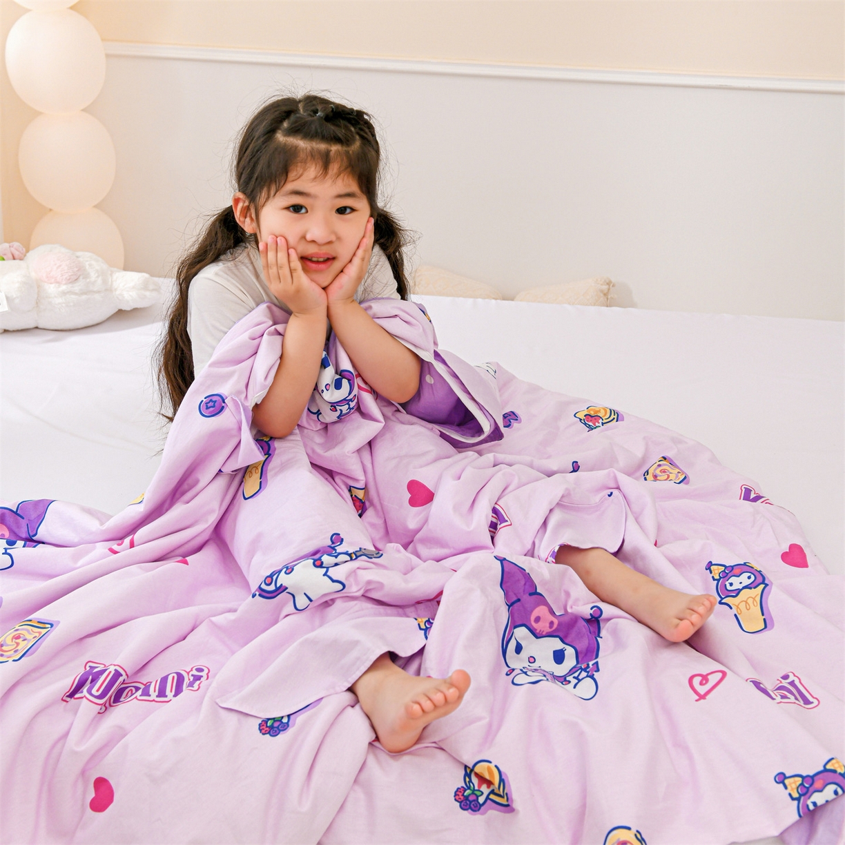 91家纺网 家纺一手货源 找家纺 名兮家居 2026新款经典奥特曼三丽鸥A类全棉纯棉儿童睡袋护肚防踢被 防踢被-甜筒库洛米