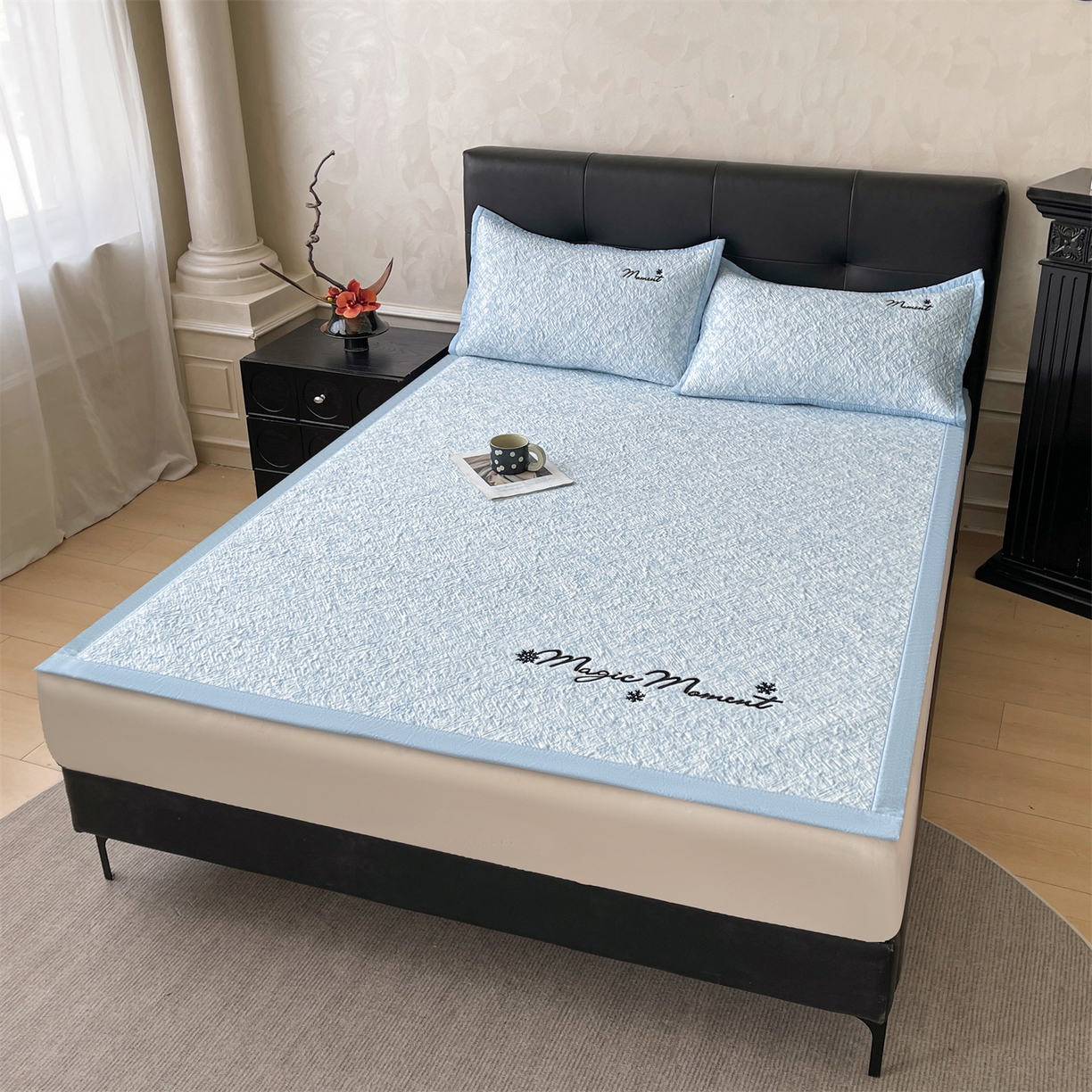 91家纺网 家纺一手货源 找家纺 （总）慕木家纺 2026新款巴洛克刺绣系列冰豆豆凉席和床笠凉席席子空调软席