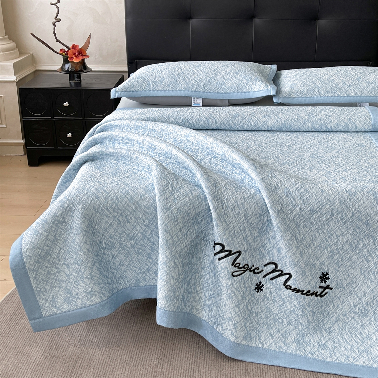 91家纺网 家纺一手货源 找家纺 （总）慕木家纺 2026新款巴洛克刺绣系列冰豆豆凉席和床笠凉席席子空调软席