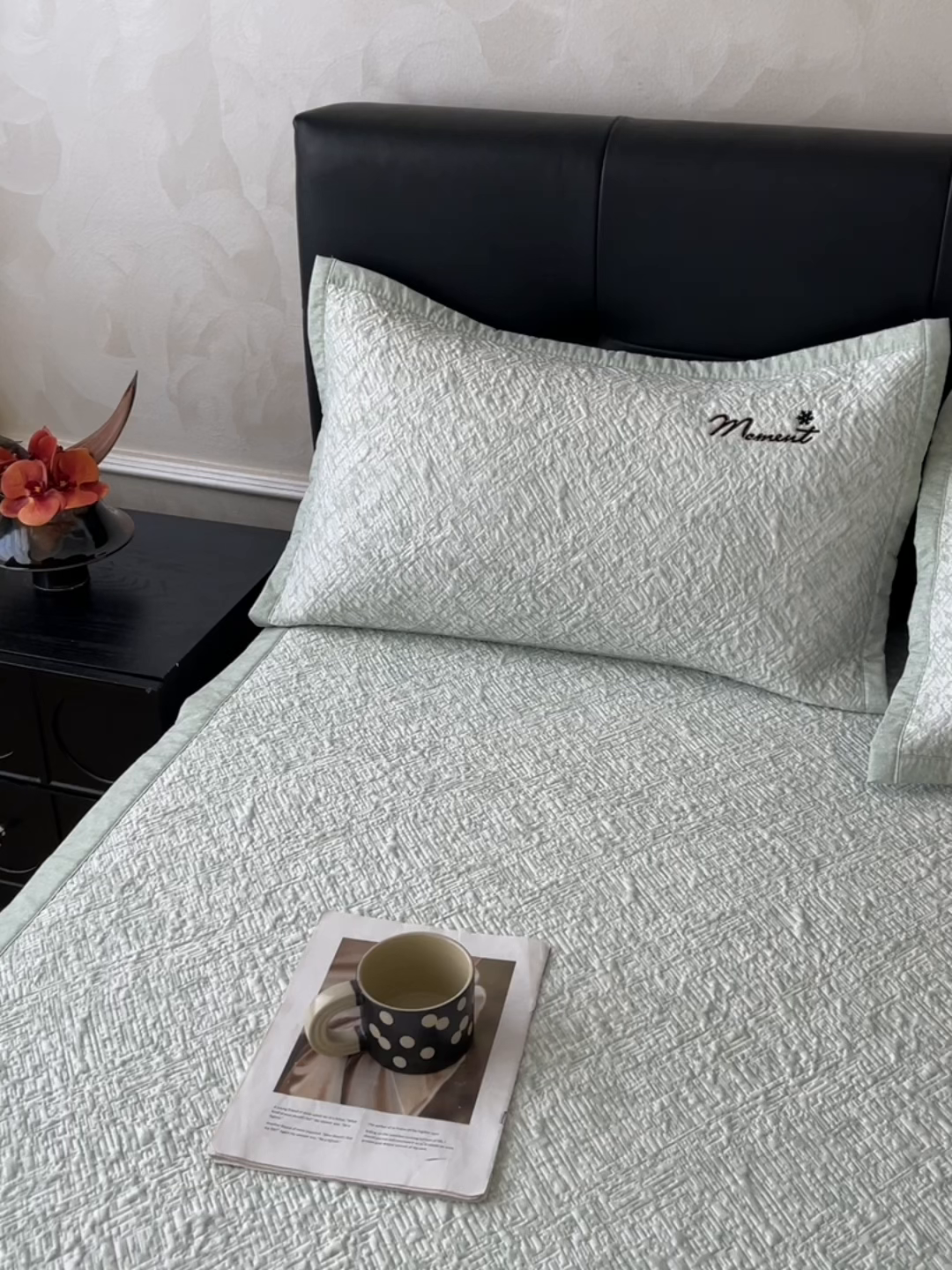 91家纺网 家纺一手货源 找家纺 慕木家纺 2026新款巴洛克刺绣系列冰豆豆凉席和床笠凉席席子空调软席 巴洛克-绿 床席款