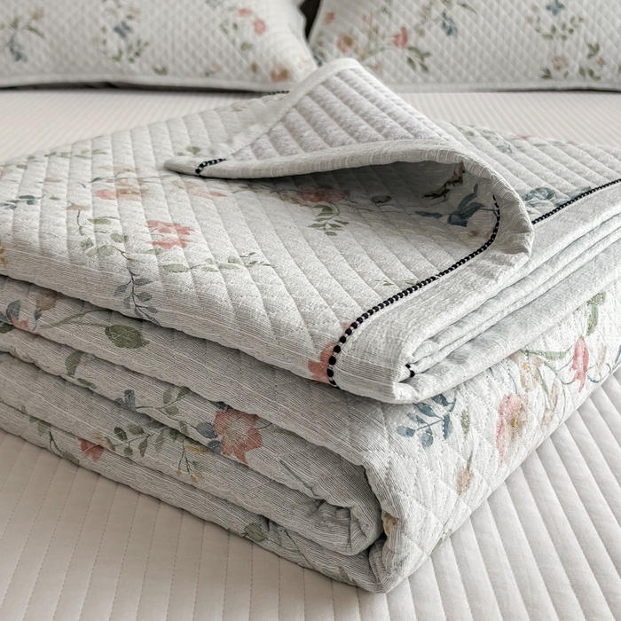 91家纺网 家纺一手货源 找家纺 慕木家纺 2026新款高端复合三明治PE乙纶提花610克冰豆豆凉席欧洛菲系列（提供买家秀） 欧洛菲-粉床笠款