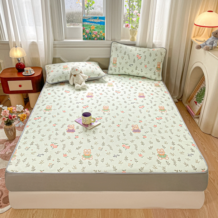 91家纺网 家纺一手货源 找家纺 女子家纺 2026新款斜纹凉感豆豆床笠款 床笠-青叶萌物