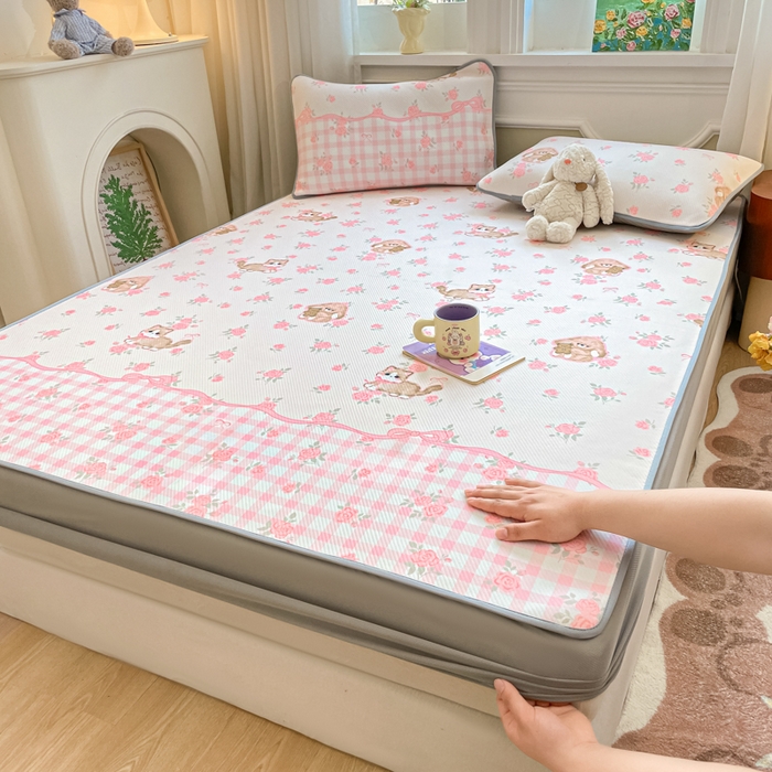 91家纺网 家纺一手货源 找家纺 女子家纺 2026新款斜纹凉感豆豆床笠款 床笠-玫瑰园