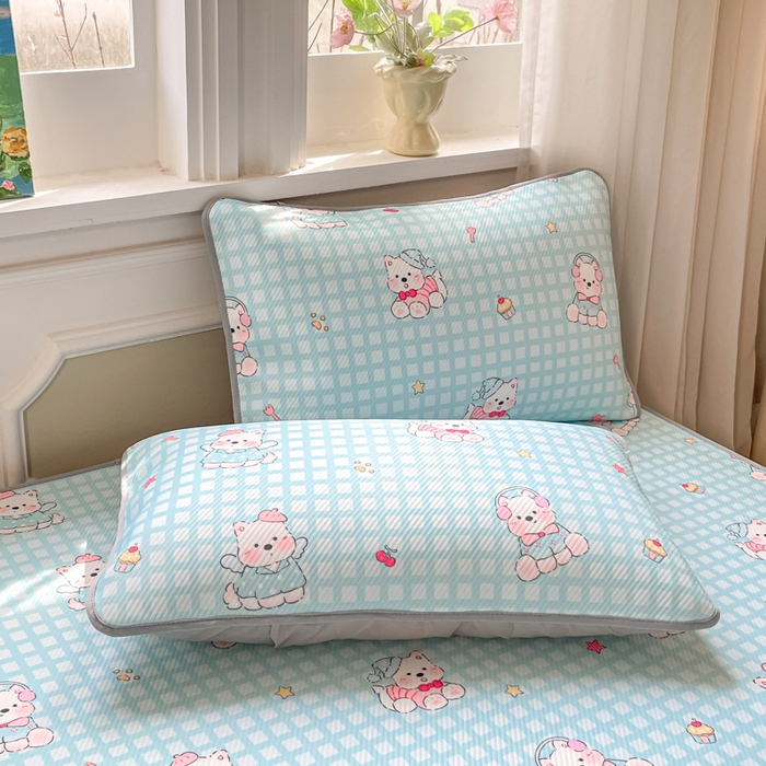 91家纺网 家纺一手货源 找家纺 女子家纺 2026新款斜纹凉感豆豆床笠款 床笠-蓝格西高地