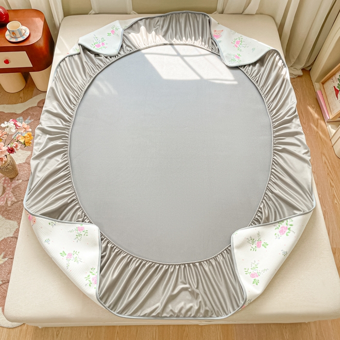 91家纺网 家纺一手货源 找家纺 女子家纺 2026新款斜纹凉感豆豆床笠款 床笠-粉花软熊