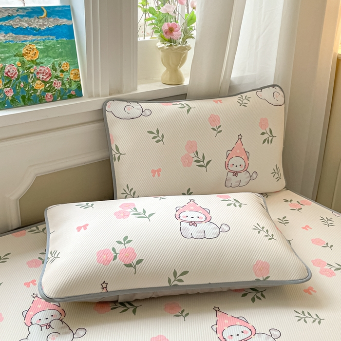 91家纺网 家纺一手货源 找家纺 女子家纺 2026新款斜纹凉感豆豆床笠款 床笠-花花精灵