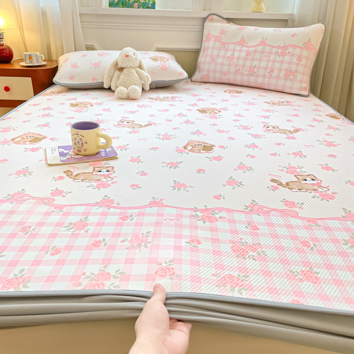 91家纺网 家纺一手货源 找家纺 女子家纺 2026新款斜纹凉感豆豆床笠款 床笠-玫瑰园