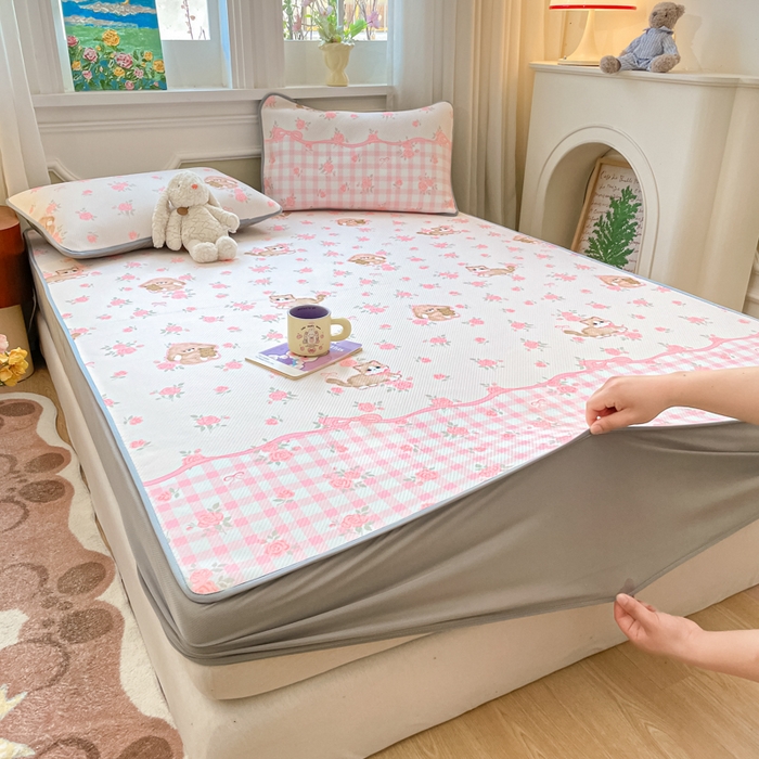 91家纺网 家纺一手货源 找家纺 女子家纺 2026新款斜纹凉感豆豆床笠款 床笠-玫瑰园