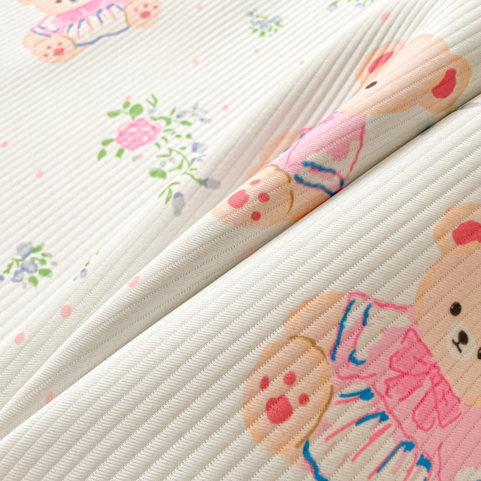 91家纺网 家纺一手货源 找家纺 女子家纺 2026新款斜纹凉感豆豆床笠款 床笠-粉花软熊