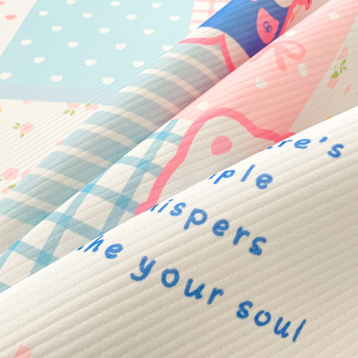 91家纺网 家纺一手货源 找家纺 女子家纺 2026新款斜纹凉感豆豆床笠款 床笠-粉蓝萌猫