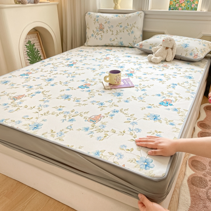 女子家纺 2026新款斜纹凉感豆豆床笠款 床笠-浅夏花兔