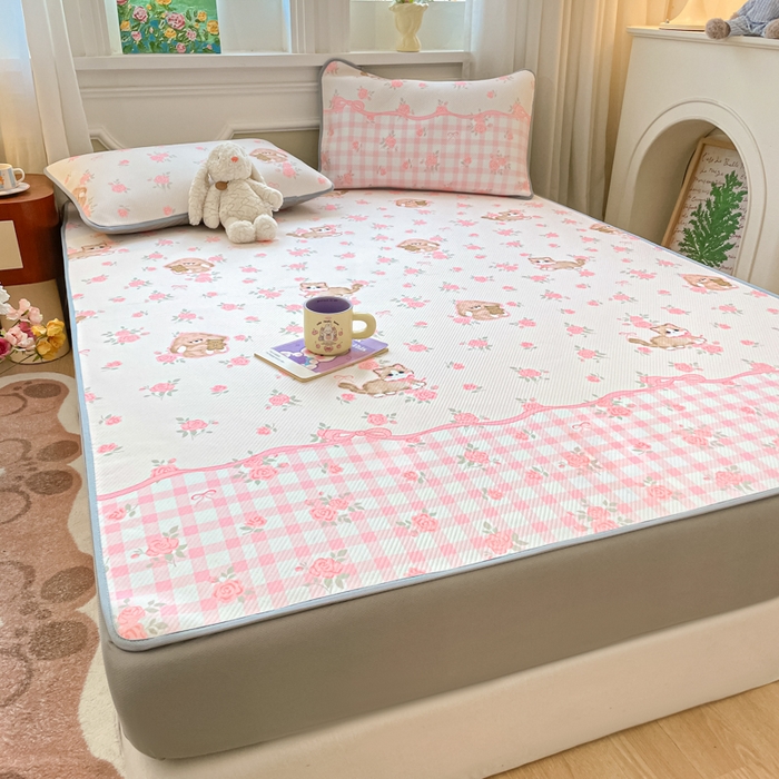 91家纺网 家纺一手货源 找家纺 女子家纺 2026新款斜纹凉感豆豆床笠款 床笠-玫瑰园