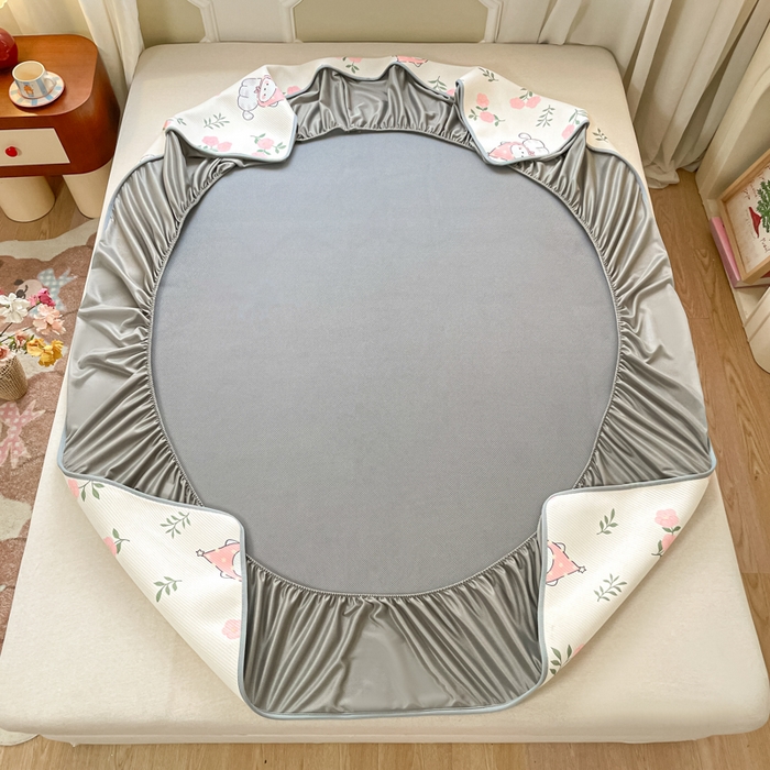 91家纺网 家纺一手货源 找家纺 女子家纺 2026新款斜纹凉感豆豆床笠款 床笠-花花精灵