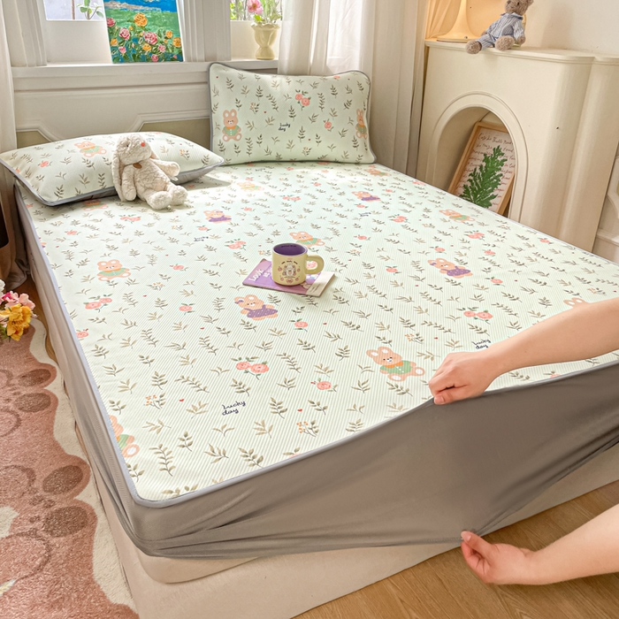 91家纺网 家纺一手货源 找家纺 女子家纺 2026新款斜纹凉感豆豆床笠款 床笠-青叶萌物