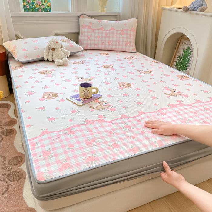 91家纺网 家纺一手货源 找家纺 女子家纺 2026新款斜纹凉感豆豆床笠款 床笠-玫瑰园