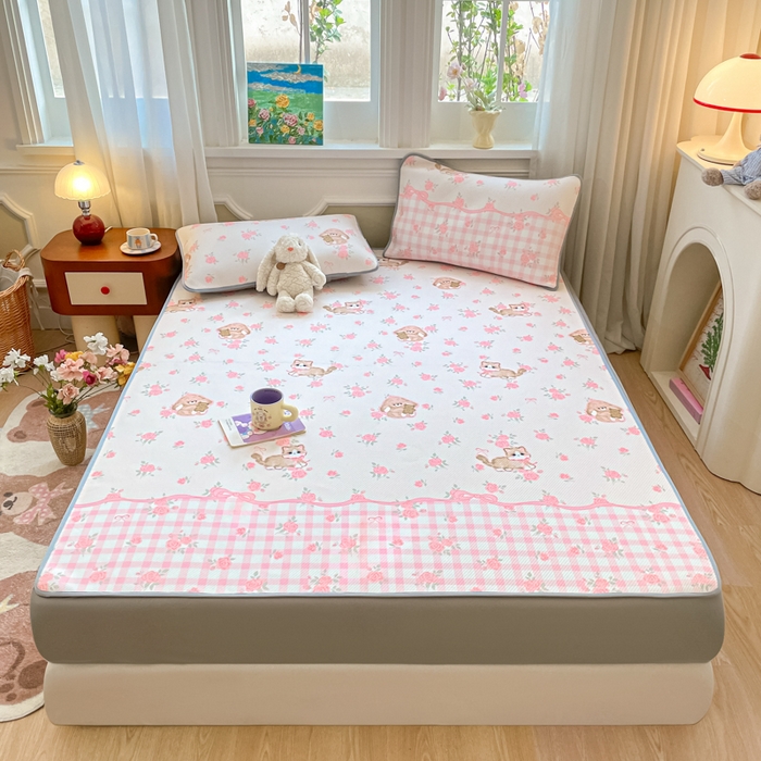 91家纺网 家纺一手货源 找家纺 女子家纺 2026新款斜纹凉感豆豆床笠款 床笠-玫瑰园