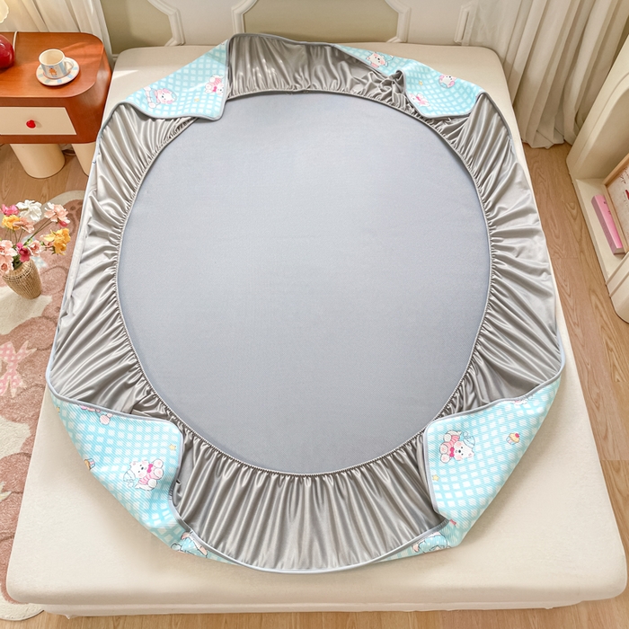 91家纺网 家纺一手货源 找家纺 女子家纺 2026新款斜纹凉感豆豆床笠款 床笠-蓝格西高地