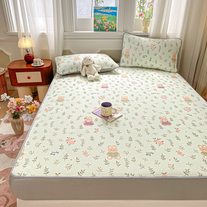 91家纺网 家纺一手货源 找家纺 女子家纺 2026新款斜纹凉感豆豆床笠款 床笠-青叶萌物