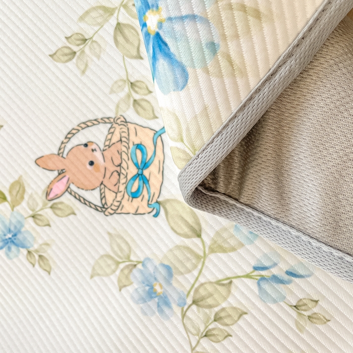 91家纺网 家纺一手货源 找家纺 女子家纺 2026新款斜纹凉感豆豆床笠款 床笠-浅夏花兔