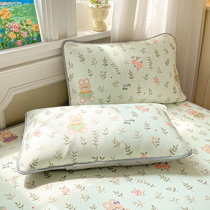 91家纺网 家纺一手货源 找家纺 女子家纺 2026新款斜纹凉感豆豆床笠款 床笠-青叶萌物