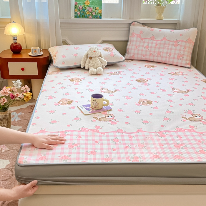 91家纺网 家纺一手货源 找家纺 女子家纺 2026新款斜纹凉感豆豆床笠款 床笠-玫瑰园