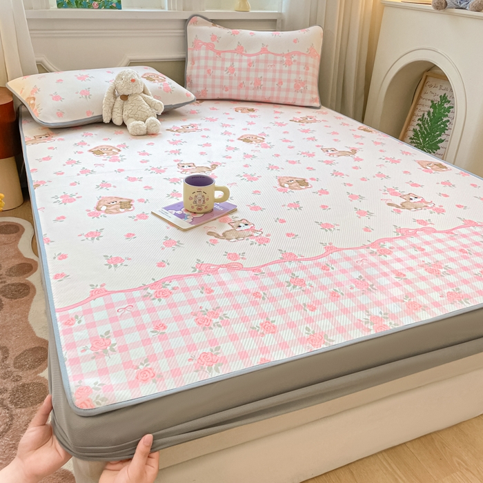 91家纺网 家纺一手货源 找家纺 女子家纺 2026新款斜纹凉感豆豆床笠款 床笠-玫瑰园