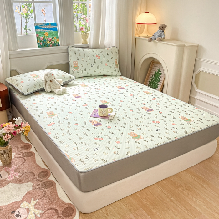 91家纺网 家纺一手货源 找家纺 女子家纺 2026新款斜纹凉感豆豆床笠款 床笠-青叶萌物