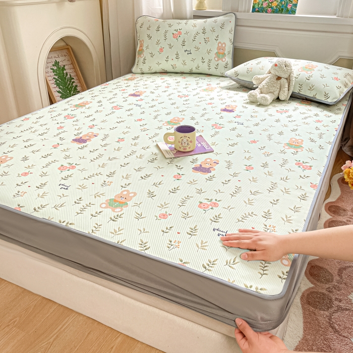 91家纺网 家纺一手货源 找家纺 女子家纺 2026新款斜纹凉感豆豆床笠款 床笠-青叶萌物