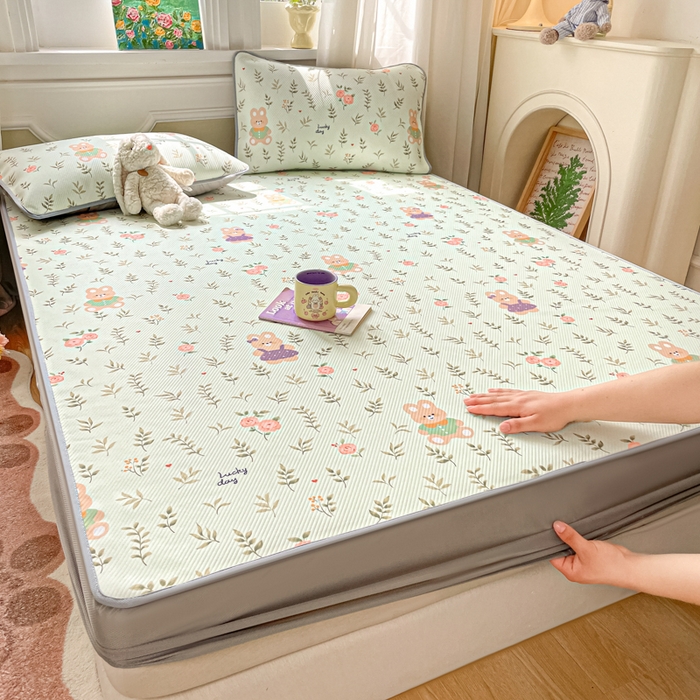 91家纺网 家纺一手货源 找家纺 女子家纺 2026新款斜纹凉感豆豆床笠款 床笠-青叶萌物