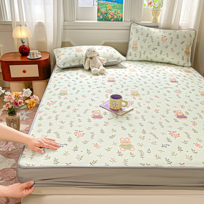 91家纺网 家纺一手货源 找家纺 女子家纺 2026新款斜纹凉感豆豆床笠款 床笠-青叶萌物